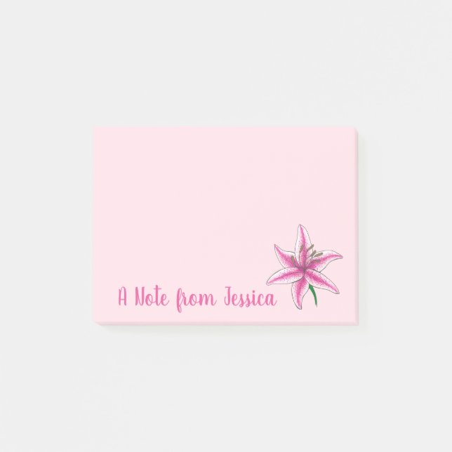 Pink Lily Flower Floral Garden Party Spring Lilies Post-it Notes (Front)