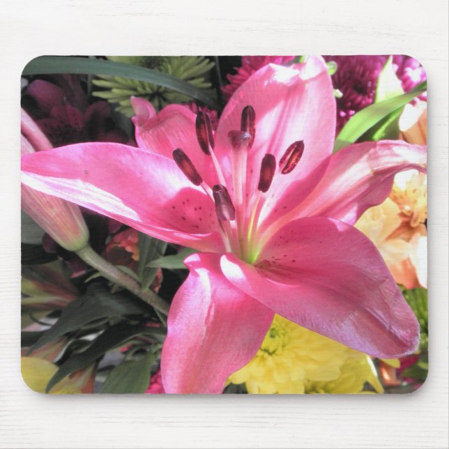 Pink Lily Flower Lilies Flowers Photo Mouse Pad (Front)