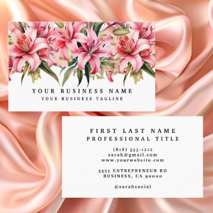 Pink Lily Flowers Business Cards