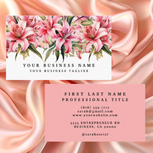 Pink Lily Flowers Business Cards