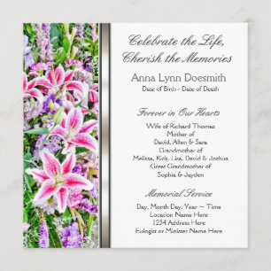 Pink Lily Funeral Announcements