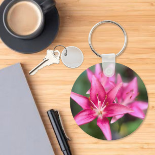 Pink Lily in Full Bloom Key Ring