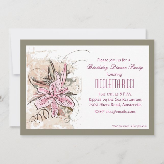 Pink Lily Invitation (Front)
