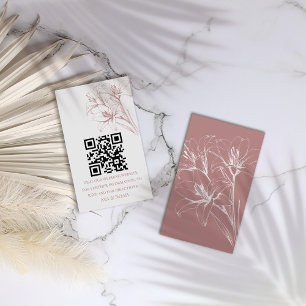 Pink Lily Outline Wedding Enclosure Card