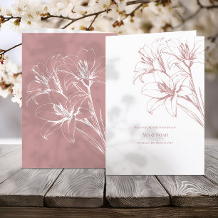 Pink Lily Outline Wedding Program