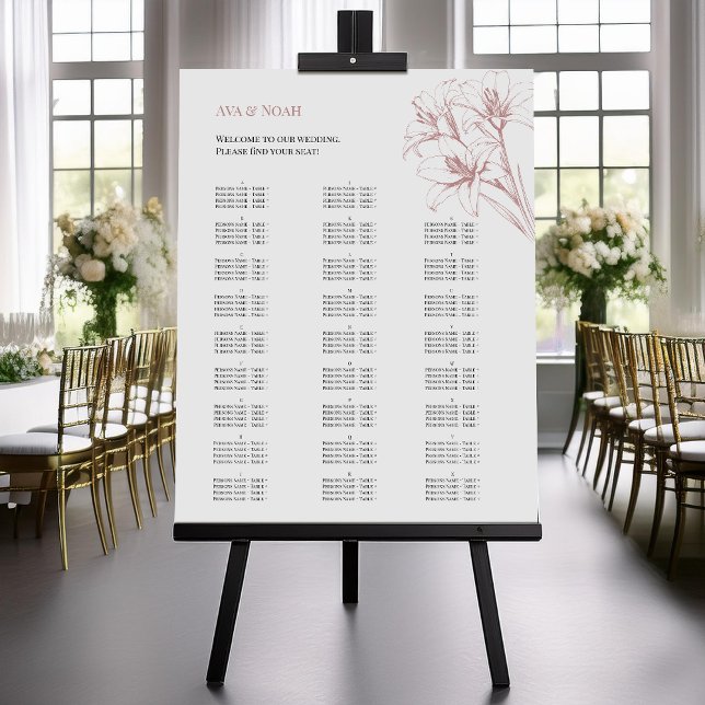 Pink Lily Outline Wedding Seating Chart (Creator Uploaded)