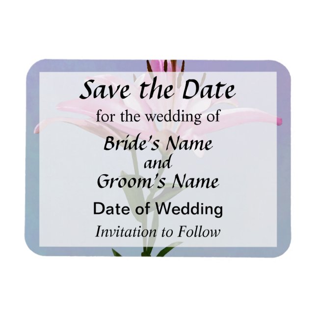Pink Lily Pair Save the Date Magnet (Horizontal)