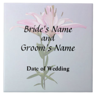 Pink Lily Pair Wedding Supplies Ceramic Tile