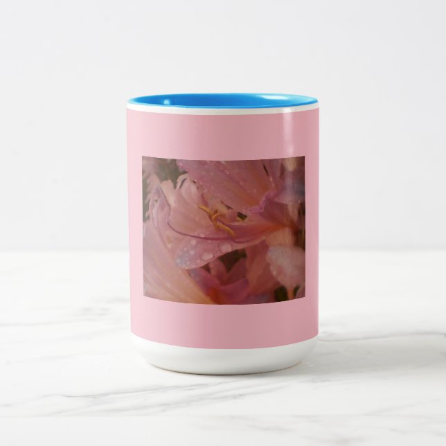 Pink Lily Petal Two-Tone Coffee Mug (Center)