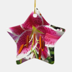 Pink lily pink floral pink flower tropical flower ceramic ornament