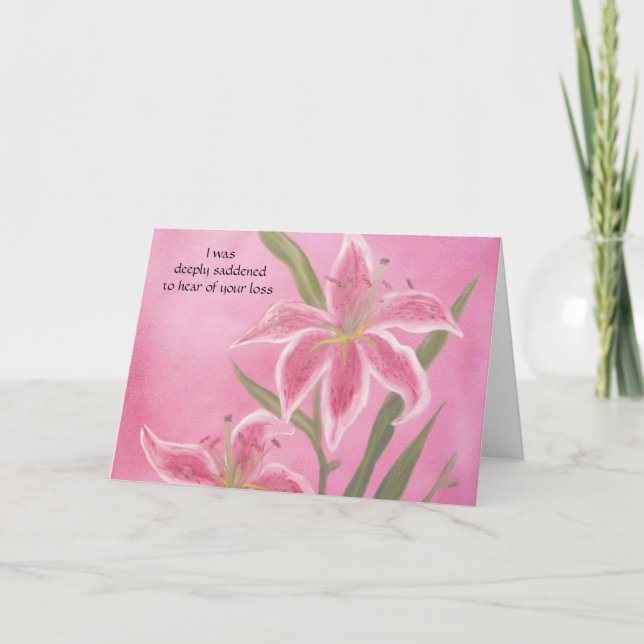 Pink Lily Sympathy Card (Front)
