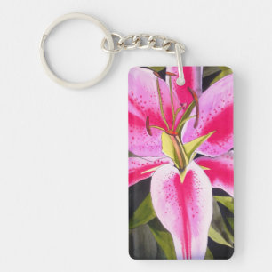 Pink Lily Tenerife flower art keychain