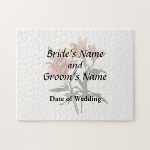 Pink Lily Trio Wedding Products Jigsaw Puzzle