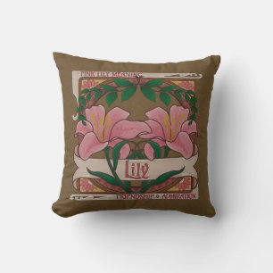 Pink Lily Victorian Flowers Friendship Admiration Cushion