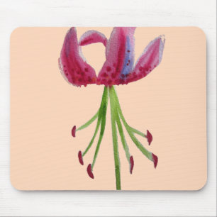 Pink Lily watercolour modern flower floral art Mouse Pad