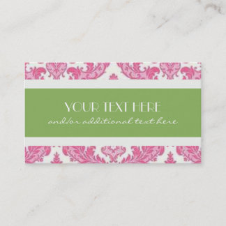 Pink & Lime Damask Business Card