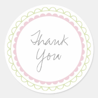 Pink Lime Frills Scalloped Thank You Label Sticker