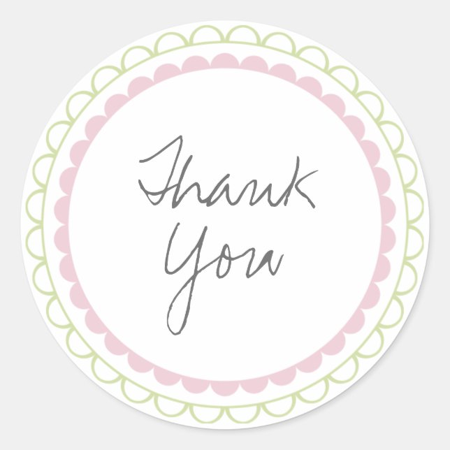 Pink Lime Frills Thank You Label Sticker (Front)