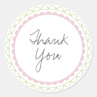 Pink Lime Frills Thank You Label Sticker