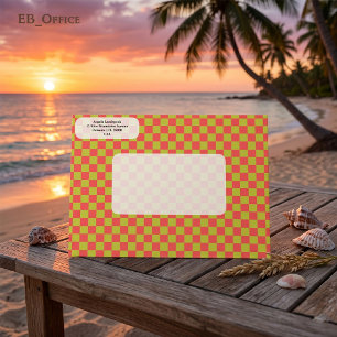Pink & Lime Green Chequered Return Address Envelope