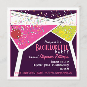 Pink & Lime Martini Bachelorette Party Invitation