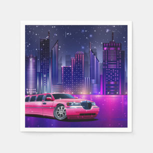 Pink Limo Limousine City Sweet 16 Birthday Party Napkin