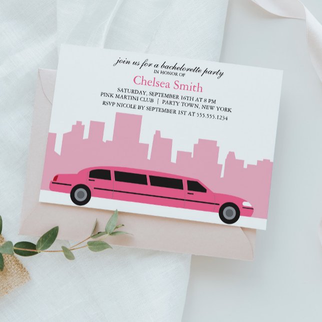 Pink Limousine Bachelorette Party Invitation (Creator Uploaded)