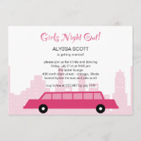 Pink Limousine Bachelorette Party Invitation