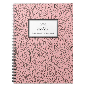 Pink Lines Abstract Pattern Personalised Notebook