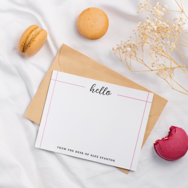 Pink Lines Hello From the Desk Of Card (Creator Uploaded)
