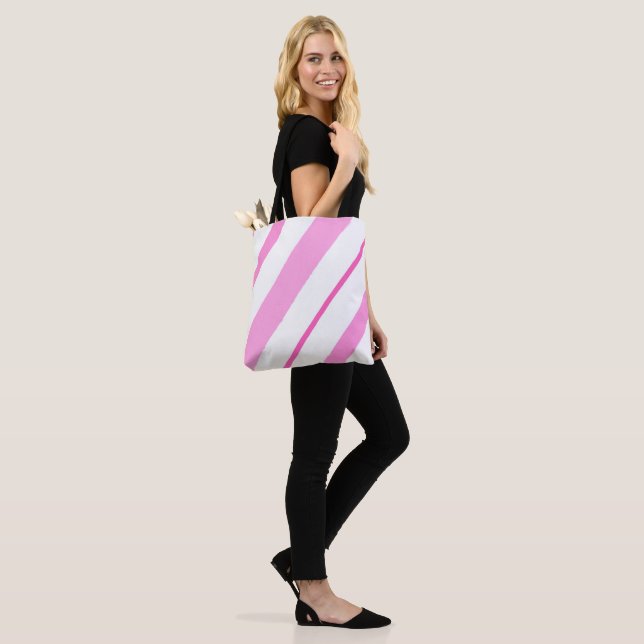 Pink lines tote bag (On Model)