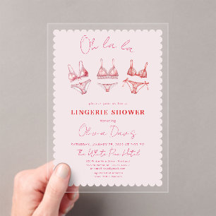 Pink Lingerie Bachelorette, Panty Party Shower Acrylic Invitations