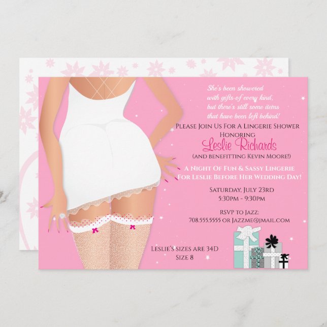 Pink Lingerie Bridal Shower Invitation (Front/Back)