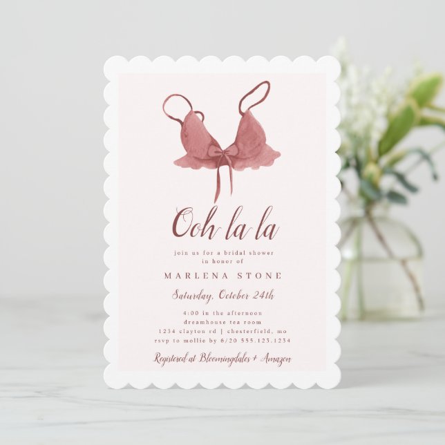 Pink Lingerie Bridal Shower  Invitation (Standing Front)