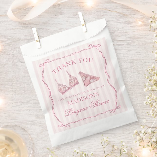 Pink Lingerie Shower Bachelorette Party Dessert Favour Bag (Clipped)