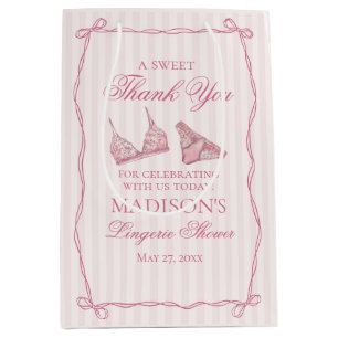 Pink Lingerie Shower Bachelorette Party Favor Medium Gift Bag