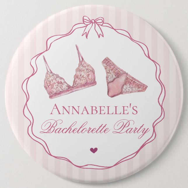 Pink Lingerie Shower Bachelorette Party Favour 6 Cm Round Badge (Front)
