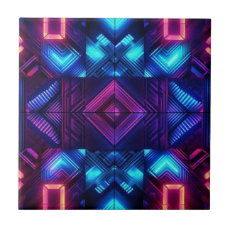 Pink-Linked Blue Geometric Ceramic Tile
