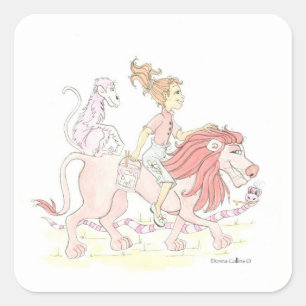 Pink Lion and Animals Sticker