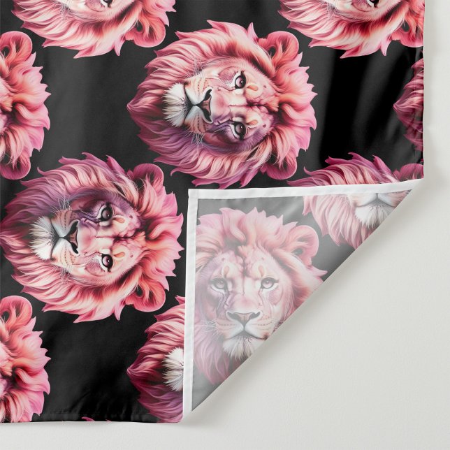 Pink Lion Head Animal Pattern Design - Black  Tapestry (Creator Uploaded)