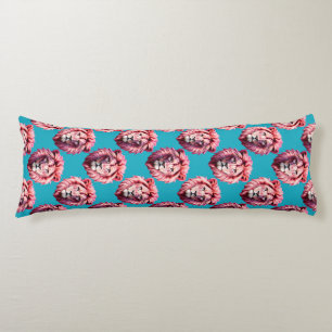 Pink Lion Head Animal Pattern Design Blue  Body Cushion