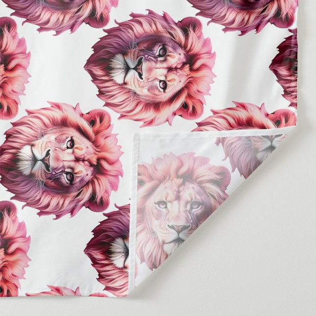 Pink Lion Head Animal Pattern Design White  Tapestry (Creator Uploaded)