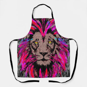 Pink Lion Head - Lion Portrait - Lion Face Apron