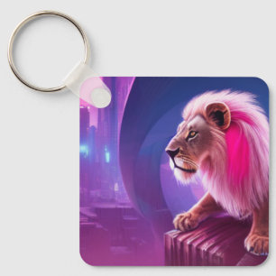 Pink Lion Key Ring