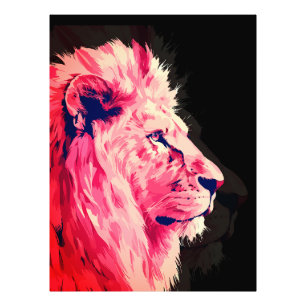 Pink Lion Majesty on Black Canvas Photo Print