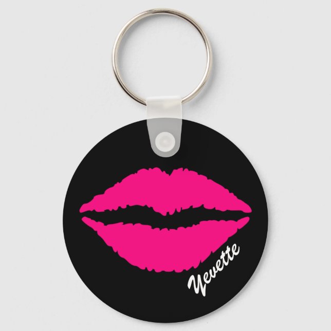 Pink Lip Print Custom Key Chain (Front)
