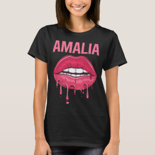 Pink Lips - Amalia Name T-Shirt