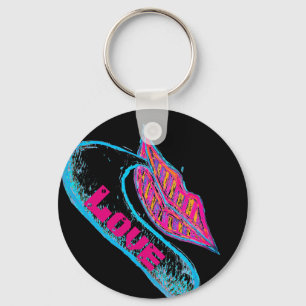 Pink lips and a word baloon or tongue key ring