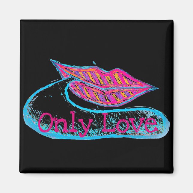 Pink lips and a word baloon or tongue magnet (Front)