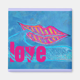 Pink lips and a word baloon or tongue magnet